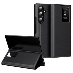 Samsung Galaxy Z Fold7 Smart Clear View Flip-etui med kortholder - Sort