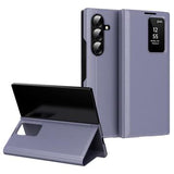 Samsung Galaxy Z Fold7 Smart Clear View Flip-etui med kortholder - grå-lilla