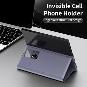 Samsung Galaxy Z Fold7 Smart Clear View Flip-etui med kortholder - grå-lilla
