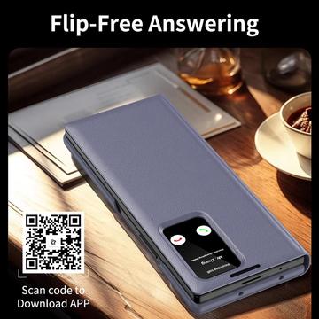 Samsung Galaxy Z Fold7 Smart Clear View Flip-etui med kortholder - grå-lilla