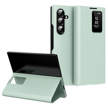 Samsung Galaxy Z Fold7 Smart Clear View Flip-etui med kortholder - Lysegrøn