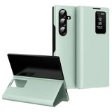 Samsung Galaxy Z Fold7 Smart Clear View Flip-etui med kortholder - Lysegrøn