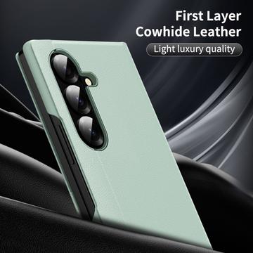 Samsung Galaxy Z Fold7 Smart Clear View Flip-etui med kortholder - Lysegrøn