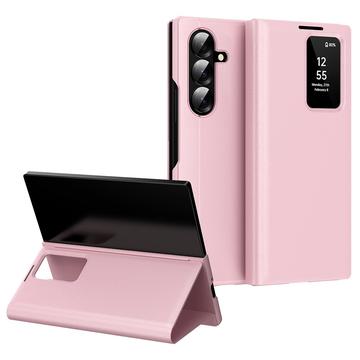 Samsung Galaxy Z Fold7 Smart Clear View Flip-etui med kortholder - Pink