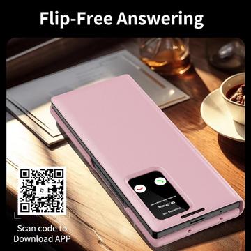 Samsung Galaxy Z Fold7 Smart Clear View Flip-etui med kortholder - Pink