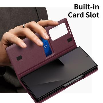 Samsung Galaxy Z Fold7 Smart Clear View Flip-etui med kortholder - Vinrød