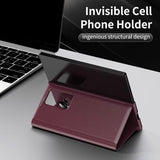 Samsung Galaxy Z Fold7 Smart Clear View Flip-etui med kortholder - Vinrød