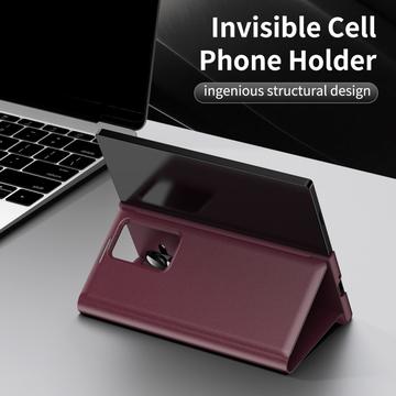 Samsung Galaxy Z Fold7 Smart Clear View Flip-etui med kortholder - Vinrød