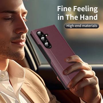 Samsung Galaxy Z Fold7 Smart Clear View Flip-etui med kortholder - Vinrød