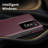 Samsung Galaxy Z Fold7 Smart Clear View Flip-etui med kortholder - Vinrød