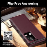 Samsung Galaxy Z Fold7 Smart Clear View Flip-etui med kortholder - Vinrød