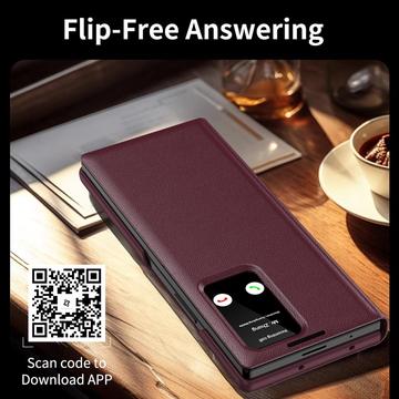 Samsung Galaxy Z Fold7 Smart Clear View Flip-etui med kortholder - Vinrød