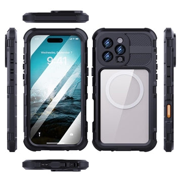 iPhone 16 Pro Max Shellbox M Series IP68 vandtæt cover - dykkercover med MagSafe-kompatibilitet - Sort