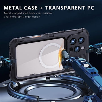 iPhone 16 Pro Max Shellbox M Series IP68 vandtæt cover - dykkercover med MagSafe-kompatibilitet - Sort