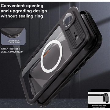 iPhone Air Shellbox M Series IP68 vandtæt cover - dykkercover med MagSafe-kompatibilitet - Sort