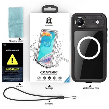 iPhone Air Shellbox M Series IP68 vandtæt cover - dykkercover med MagSafe-kompatibilitet - Sort