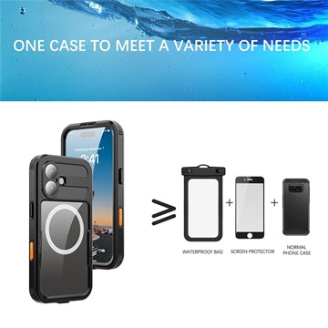 iPhone 17 Shellbox M Series IP68 vandtæt cover - dykkercover med MagSafe-kompatibilitet - Sort