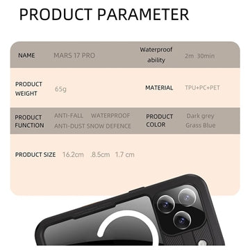 iPhone 17 Pro Shellbox M Series IP68 vandtæt cover - dykkercover med MagSafe-kompatibilitet - Sort