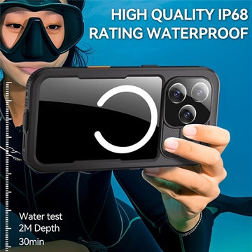iPhone 17 Pro Max Shellbox M Series IP68 vandtæt cover - dykkercover med MagSafe-kompatibilitet - Sort