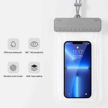 Vandtæt smartphone-etui med glidemekanisme - 7,2" - grå