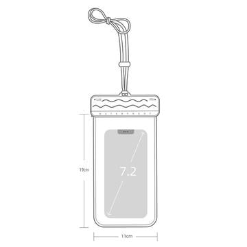 Vandtæt smartphone-etui med glidemekanisme - 7.2" - Hvid