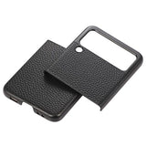 Samsung Galaxy Z Flip3 5G Slim Cover - Ægte Læder - Sort