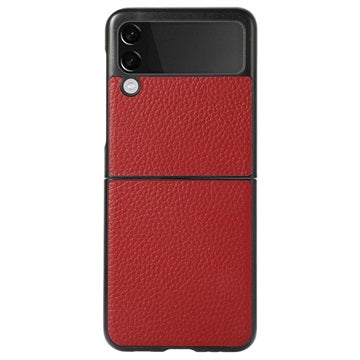Samsung Galaxy Z Flip3 5G Slim Cover - Ægte Læder - Rød