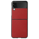 Samsung Galaxy Z Flip3 5G Slim Cover - Ægte Læder - Rød