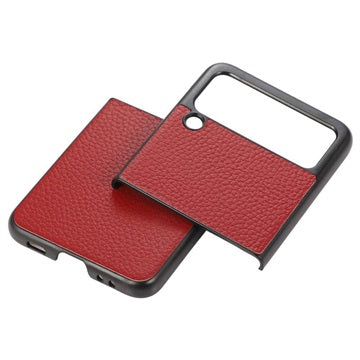 Samsung Galaxy Z Flip3 5G Slim Cover - Ægte Læder - Rød