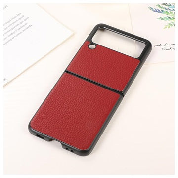 Samsung Galaxy Z Flip3 5G Slim Cover - Ægte Læder - Rød