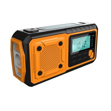 Solcelle håndsving nødradio m. powerbank og lommelygte - orange