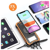 Solcelle Powerbank/Trådløs Oplader YD-888W - 10000mAh - Orange