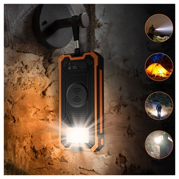 Solcelle Powerbank/Trådløs Oplader YD-888W - 10000mAh - Orange