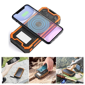 Solcelle Powerbank/Trådløs Oplader YD-888W - 10000mAh - Orange