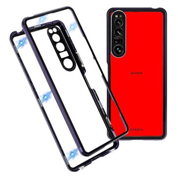 Sony Xperia 1 IV Magnetisk Cover med Hærdet Glas - Lilla