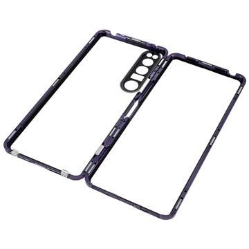 Sony Xperia 1 IV Magnetisk Cover med Hærdet Glas - Lilla
