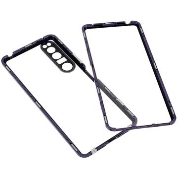Sony Xperia 1 IV Magnetisk Cover med Hærdet Glas - Lilla