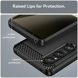 Sony Xperia 1 VI Børstet TPU Cover - Karbonfiber - Sort