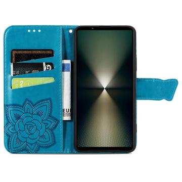 Sony Xperia 1 VI Butterfly Series Flip Cover med Pung - Blå