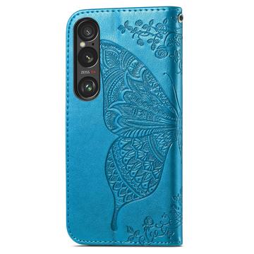 Sony Xperia 1 VI Butterfly Series Flip Cover med Pung - Blå