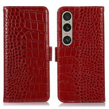 Sony Xperia 1 VI Crocodile Series Læderpung med RFID - Rød