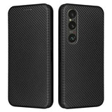 Sony Xperia 1 VI Flip Cover - Karbonfiber - Sort