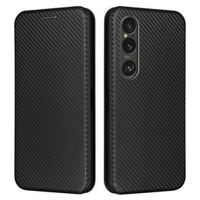 Sony Xperia 1 VI Flip Cover - Karbonfiber - Sort