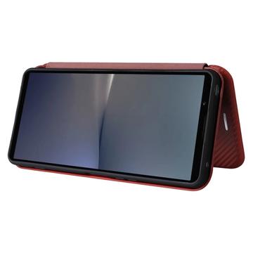 Sony Xperia 1 VI Flip Cover - Karbonfiber - Brun
