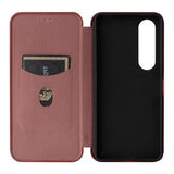 Sony Xperia 1 VI Flip Cover - Karbonfiber - Brun
