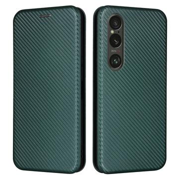 Sony Xperia 1 VI Flip Cover - Karbonfiber - Grøn