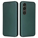 Sony Xperia 1 VI Flip Cover - Karbonfiber - Grøn