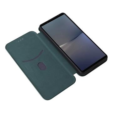 Sony Xperia 1 VI Flip Cover - Karbonfiber - Grøn
