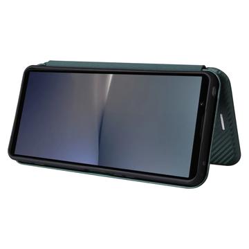 Sony Xperia 1 VI Flip Cover - Karbonfiber - Grøn