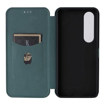 Sony Xperia 1 VI Flip Cover - Karbonfiber - Grøn